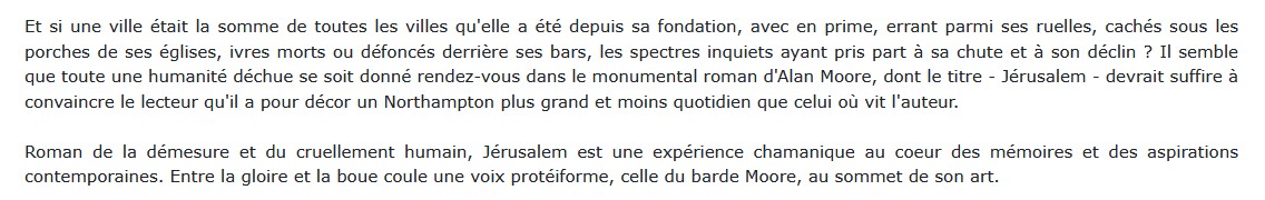 Jérusalem , de Alan Moore