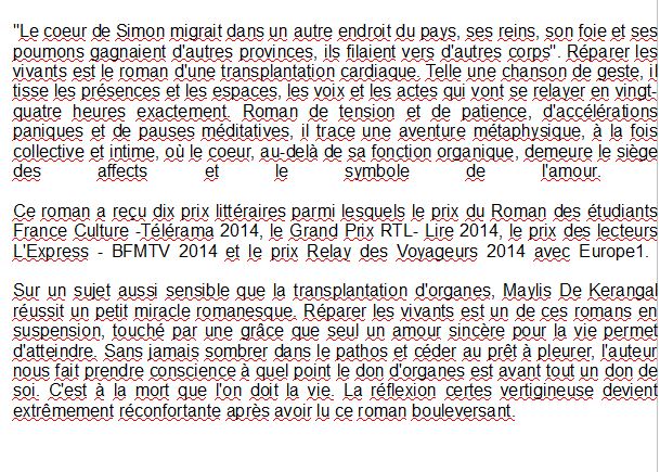 Réparer les vivants Par Maylis de Kerangal 