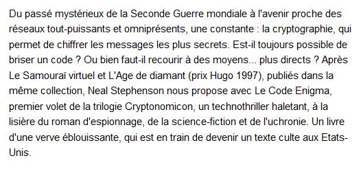  Cryptonomicon - Tome 1, Neal Stephenson 
