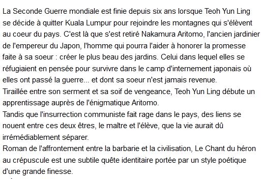  Le chant du héron au crépuscule, Tan TWAN ENG 