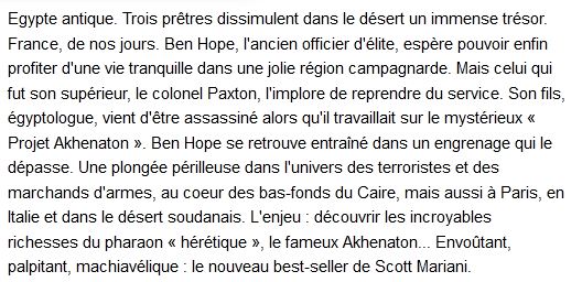 Le trésor des hérétiques, Scott Mariani