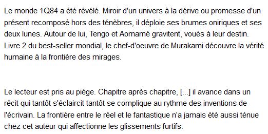  1q84 - Tome 2 : Juillet-Septembre , Haruki Murakami 
