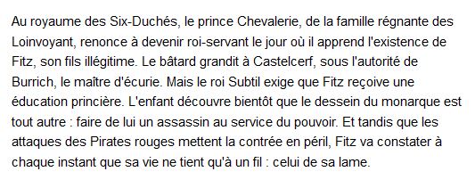  L'assassin royal Tome 1 : l'apprenti assassin Robin Hobb 