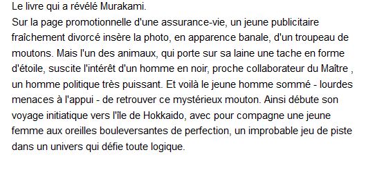 La course au mouton sauvage, Haruki Murakami