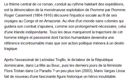 Le rêve du celte Mario Vargas Llosa