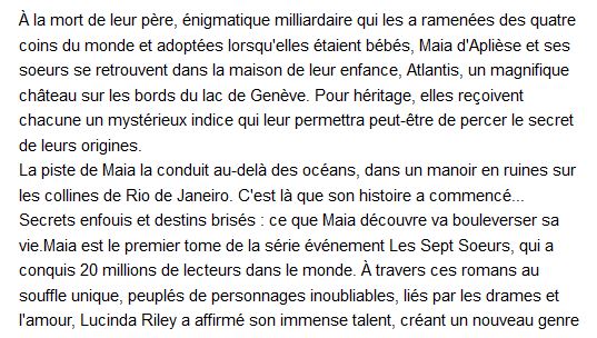  Les sept Soeurs - Tome 1 : Maia , Lucinda Riley 