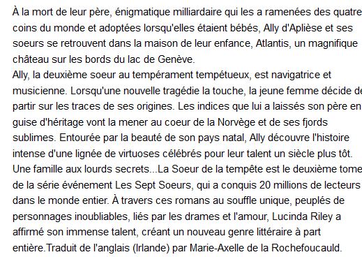Les sept Soeurs - Tome 2 la Soeur de la tempête , Lucinda Riley