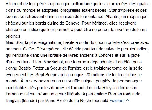 Les sept Soeurs - Tome 3 la Soeur de l'ombre , Lucinda Riley