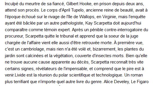 Livide , Patricia Cornwell