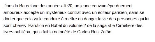  Le cimetière des livres oubliés - Tome 2, Carlos Ruiz Zafón 