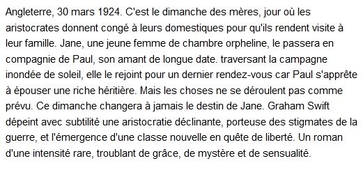  Le dimanche des mères, Graham Swift 