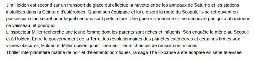 The Expanse Tome 1 l'éveil du Léviathan