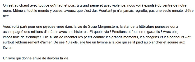  Mes 18 exils, Susie Morgenstern 