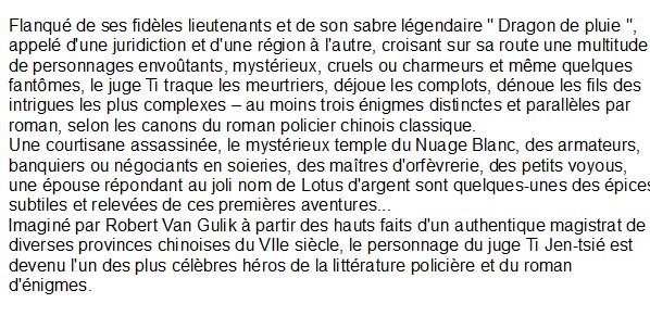 Les aventures du juge Ti -Tome 1, Robert van Gulik