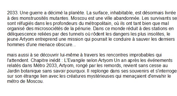 Métro 2033, Dmitry Glukhovsky