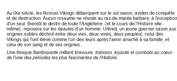 Les Chroniques Saxonnes Le dernier royaume, Bernard Cornwell