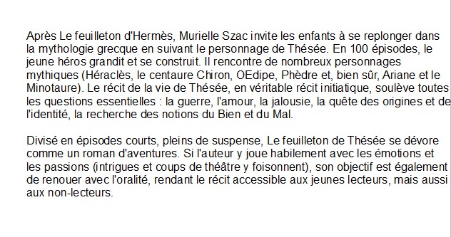 Le Feuilleton de Thésée, Murielle Szac