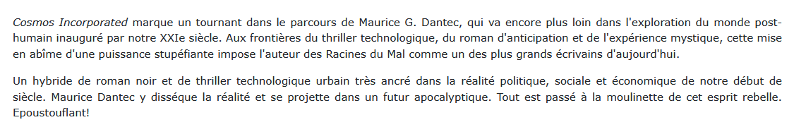 Cosmos Incorporated , Maurice G. Dantec 
