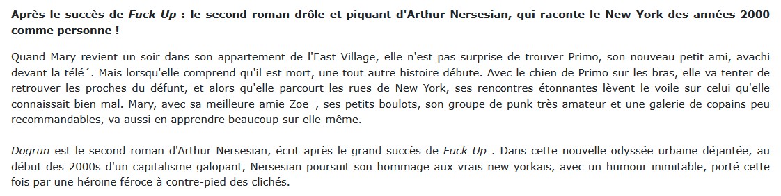 Dogrun, Arthur Nersesian
