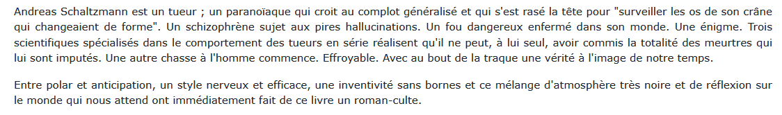 Les racines du mal, Maurice G. Dantec